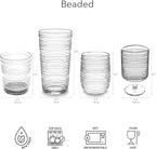 Beaded 15.6 oz Durable Acrylic Double Old Fashioned Drinking Glasses, Shatter-Resistant and Dishwasher-Safe Indoor/Outdoor - Cobalt Blue - Set of 6