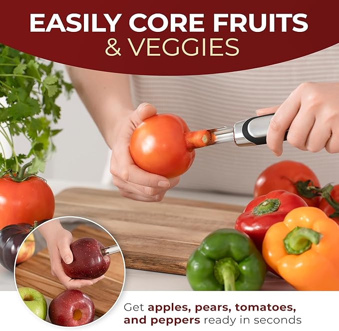 Orblue Premium Apple Corer Tool - Durable Stainless Steel Fruit Core Extractor Tool - Apple Corer Remover, Blue