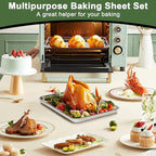 Baking Sheet Tray Cooling Rack with Silicone Baking Mat Set, Stainless Steel Cookie Pan For Oven, Set of 9 (3 Sheets + 3 Racks + 3 Mats), Warp Resistant & Heavy Duty & Easy Clean, Red
