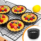 16 Pack Mini Tart Pan 4 Inch with Removable Bottom, Nonstick Round Mini Quiche Pans Mold Heavy Duty Fluted Side for Pies, Mousse Cakes, Dessert Baking