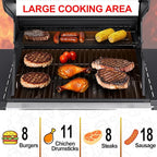 3 Burner Propane Gas Grill, Stainless Steel Cabinet with Side Table & Knob Controls, BBQ Grills Cast Iron Grates and Thermometer for Outdoor Cooking, Patio, BBQ