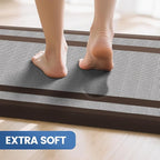 KitchenClouds [2 PCS Kitchen Rugs Cushioned Anti-Fatigue Kitchen Mats for Floor Waterproof Kitchen Rug Set Non-Slip Comfort Standing Mat for Office, Sink, Laundry 17.3"×28"+17.3"×60",Chocolate