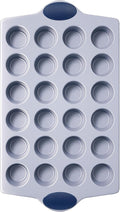 BRONYPRO 24-Cup Non Toxic Nonstick Ceramic Mini Muffin Pan & Cupcake Tin, PFOA & PFOA Free, Heavy Duty Rust-Resistant Aluminized Steel, Oven & Dishwasher Safe, Blue