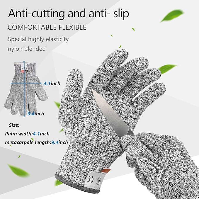 SPEENSUN Oyster Shucking Knife Set - 2 Knife and 1 Glove XL, Not Easy to Break or Bend, More Secure with Glove