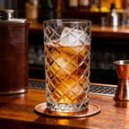 Crystal Highball Glasses Set Of 6-14 Ounce Diamond Cut Tom Collins Glasses - Textured Designer Glassware For Whiskey,Drinks, Water, Beer, Soda