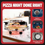 PIEZANO Crispy Crust Pizza Oven by Granitestone – Electric Pizza Oven Indoor Portable, 12 Inch Indoor Pizza Ovens Countertop, Pizza Maker Heats up to 800˚F for Stone Baked Pizza at Home - Navy