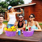 meekoo 6 Pcs Plastic Ice Buckets Bulk with Handles 4.5L Oval Storage Tub Large Capacity Ice Drink Bucket for Party Bar Wine Beer Champagne Beverage Bottle Cooler (4.5 L,Purple)