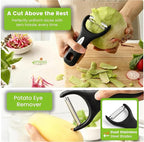 Spring Chef Stainless Steel Y Shaped Vegetable Peeler for Kitchen - Heavy Duty Potato Peeler with Ultra Sharp Blades & Soft Grip Handle for Apple, Carrot, Cucumber, Veggie, Fruit, Citrus - Black