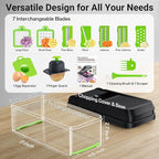 SpaceHacks 12-in-1 Vegetable Chopper, Kitchen Gadgets with 7 Blades, Veggie, Food, Onion Chopper, Cucumber Slicer, Versatile Mandoline, Includes Egg Separator & Finger Guard, Green