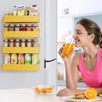 Mystozer Magnetic Spice Rack for Refrigerator, Kitchen Organizer and Storage Shelf, Yellow(4 Pack)…