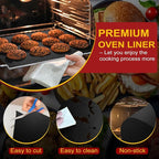 2 Pack Oven Liners for Bottom of Oven, 17"x25" Heavy Duty Non-Stick Oven Liner Mat, Reusable Heat Resistant Grill & Baking Mat, BPA/PFOA Free Roaster Liners, Fits Electric, Gas, Toaster Ovens (Black)