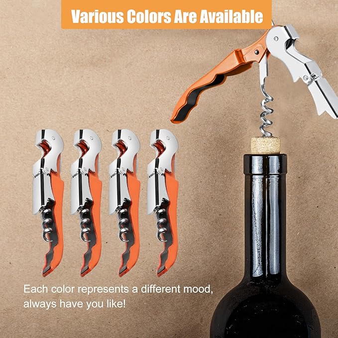 12 Pieces wine key wine opener Professional Waiter Corkscrews Stainless bottle opener Fold Serrated Foil Cutter Key for Family, Company Party,Bars,Restaurants(orange)