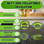 Collapsible Colander Set,Premium Food Grade Silicone Folding Strainers with Handles Space Saving Colanders for Draining Pasta,Vegetables & Fruits,Ideal for Kitchen & Travel (2pc)