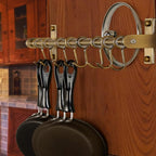 Dseap Kitchen Utensil Holder Hanger, Pot and Pan Rack Wall Mount, Kitchen Rail with 8 Hooks for Hanging Cooking Utensils, Mugs, Spoons, Wall Mounted, Stainless Steel, Bronze