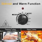 Sunvivi 22lb 18-Quart Roaster Oven, Electric Roaster Oven with Self-Basting Lid, Turkey Roaster with Unique Defrost/Warm Function, Large Roaster with Removable Pan & Rack, Stainless Steel, Silver