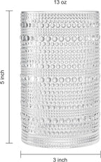 Khen Plastic Hobnail Drinking Glasses Set of 12 Clear Color Cups 6x 10oz Lowball & 6x 1oz Highball Acrylic Beaded Design, BPA-Free, Dishwasher Safe Indoor/Outdoor Drinkware Water, Juice, Cocktails