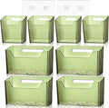 8 Pcs Storage Organizer Bins Wall Mounted Organizer Basket Plastic Cabinet Door Bins Stackable Hanging Baskets for Organizing for Wall Refrigerator Kitchen Bathroom Pantry(3.94'',Green)