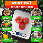 Food Scale with 4-Point Sensor - Kitchen Scales Digital Weight Grams and Ounces, kg, lb, ml, Milk ml with LCD Display, 22lb Load, 0.05oz Increments, Tare & Auto-Off Feature - for Cooking and Backing