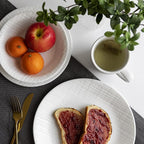 Corelle Dinnerware Set, 12-Piece, Linen Weave, Tempered Glass, Dinner Plates, Side Plates & Bowls, 3X More Durable, Half The Space & Weight of Ceramic, 1146908