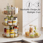 LAMU 2 Pack 2 Tier Lazy Susan Turntable Organizer 10.6'' Rotating Spice Rack Organization for Cabinet, Kitchen, Pantry, Countertop, Bathroom, Vanity, Medicine Cabinet Organizer, Amber