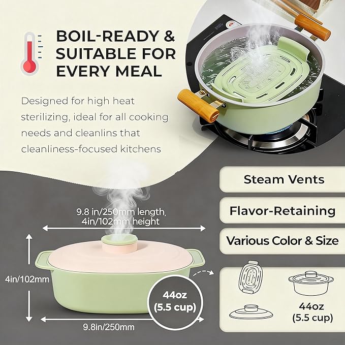 44oz Microwave-Safe Silicone Steamer Bowl with Handle & Lid,9.8x5.7x4in Large BPA-Free Steamer with Removable Rack, Rotating Steam Vent, Freezer & Dishwasher Safe, Ideal for Vegetables, Fish Cooking