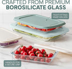 COOK WITH COLOR 8-Piece Deep Glass Baking Dish Set with Plastic Lids – Casserole and Food Storage Containers for Lasagna, Leftovers – Freezer-to-Oven, Microwave & Dishwasher Safe, Mint