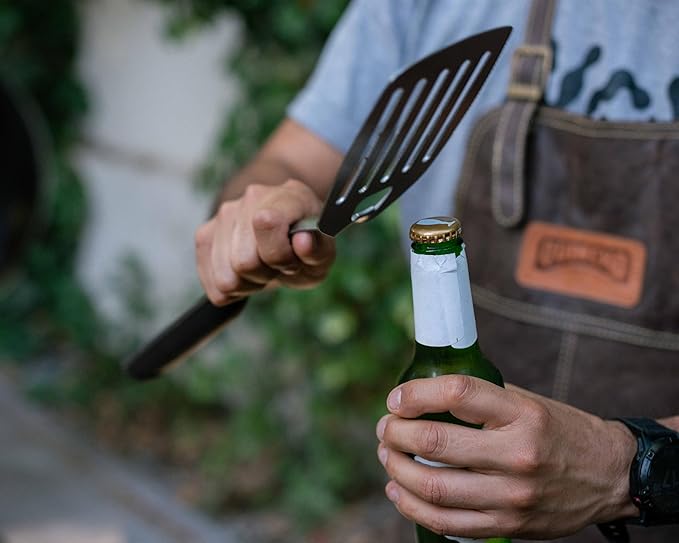 4-Piece BBQ Tool Set - Stainless Steel Grilling Utensils Kit for Outdoor Barbecue - Tongs, Spatula, Fork, Basting Brush - Heavy-Duty Grill Accessories with Heat-Resistant Handles