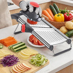 Masthome Adjustable Mandoline Food Slicer, Mandoline Slicer for Kitchen, Stainless Steel Mandolin, Fruit and Vegetable Cutter with Cut-Resistant Gloves and Cleaning Brush-Red