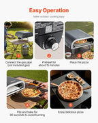 VEVOR Propane Outdoor Pizza Oven, 12 Inch Gas Pizza Maker, Portable Pizza Cooker with Thickened Pizza-Stone, Carry Bag, 3 Layers Pizza-Oven for Outside Backyard Patio Camping, Black