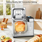 KBS Pro 710W 2LB Bread Maker, Stainless Steel 17-in-1 Smart Bread Machine with Healthy Ceramic Pan, Automatic Nut Dispenser, Tempered Glass Touch Panel, 3 Crust Colors, 15H Timer& Keep-Warm, Recipes