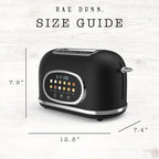 Rae Dunn Retro Digital Electric Toaster, 2 Slice Stainless Steel Toaster With Touchscreen, Countdown Timer, 6 Shade Settings, Wide Slots, High Lift Lever, Bagel, Defrost & Reheat, Digital Black