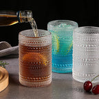 ZMOWIPDL Vintage Hobnail Drinking Glasses Set of 8,Clear 12 oz & 15oz Highball Glass Cups, Kitchen Drinkware Glassware,Embossed Water Tumbler,for Beer,Cocktail,Whiskey,Juice and Various Mixed Drinks