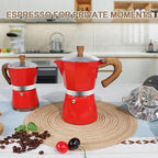 Aluminum 3 Cup 150ml Moka Pot Express Coffee Maker Stovetop Espresso Colorful Coffeemaker Italian Classic Style Brewing Greca Cafe Mocha Machine for Cafeteras Lover Camping Travel and Home Use 5oz