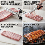 Stainless Steel Rib Membrane Removal Tool, Glue-Free Full-Wrap Anti-Slip Grip, Dishwasher Safe Rib Prep Tool For Barbecue Grilling Accessories