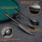 40 Pcs Black Silverware Set, Stainless Steel Flatware Set for 8, Food-Grade Cutlery Set, Mirror Polished Tableware Eating Utensils Set for Home Kitchen, Include Knife Fork Spoon Set, Dishwasher Safe