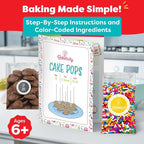 Baketivity Kids Baking Bundle – DIY Cake Pop Kit & 31-Piece Real Kids Cooking Set – Pre-Measured Kosher Ingredients, Safe Utensils, Illustrated Recipes & Video Guide – Fun Gift for Ages 6+