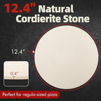 12.4" Round Pizza Stone, Heavy Duty Cordierite Pizza Pan for Grilling & Pizza Oven, High Temperature Resistant Baking Stone for Pizza, Bread, Meat and More