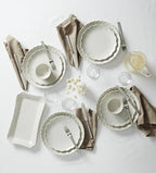 Lenox Stoneware Dinnerware Sets, French Perle Scallop White 12-Piece Dinnerware Set for 4, Service For 4, Dishwasher Safe Dishware, Dishes Set, Stoneware Dinner Plates and Bowls Sets (White, 12 Piece)
