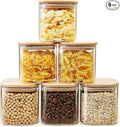 HomArtist Square Glass Jars with Bamboo Lids 27 FL OZ [Set of 6], Glass Canisters with Airtight Lids, Glass Food Storage Containers for Coffee, Sugar, Tea, Candies, Cookies,Best for Kitchen & Pantry