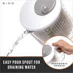 BINO | Salad Spinner - 2.6 Qt | Small Manual Lettuce Spinner with Built-in Draining System | Salad Spinner, Colander, and Water Pitcher in One | Fruit & Vegetable Basket Colander | Kitchen Gadgets