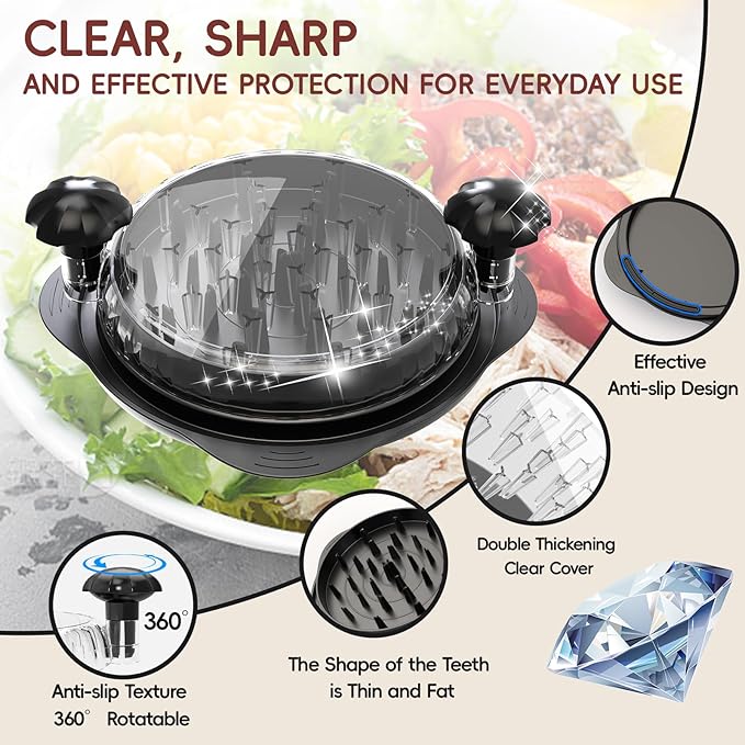 XL Chicken Shredder, Large Pro Meat Shredder Tool Twist with Ergonomic Handle, Strong Non-Slip Base, Dishwasher Safe, Kitchen Chicken Grinder for Ground Food, Vegetables, Black