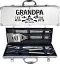 Grandpa Gifts, Gifts for Grandpa Fathers Day from Grandkids - Heavy Duty Grilling Accessories Kit for Backyard BBQ, Thick Stainless Steel Grill Utensils with Non-Slip Handle Tool Birthday