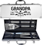 Grandpa Gifts, Gifts for Grandpa Fathers Day from Grandkids - Heavy Duty Grilling Accessories Kit for Backyard BBQ, Thick Stainless Steel Grill Utensils with Non-Slip Handle Tool Birthday