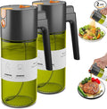 LUKUMIQI 2 in 1 Oil Sprayer for Cooking, 17oz Light-Blocking Glass Spray Bottle with Stickers, Oil Dispenser for Salad, Air Fryer & BBQ