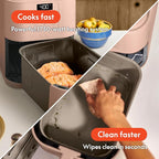 bella 6 Qt Slim Air Fryer, Fits-anywhere™ Kitchenware, EverGood™ Ceramic Nonstick Coating, Adjustable Temperature, 6 Preset Cooking Options, 60 Min Auto Shutoff w Audible Tone, 5lb Capacity, Blossom