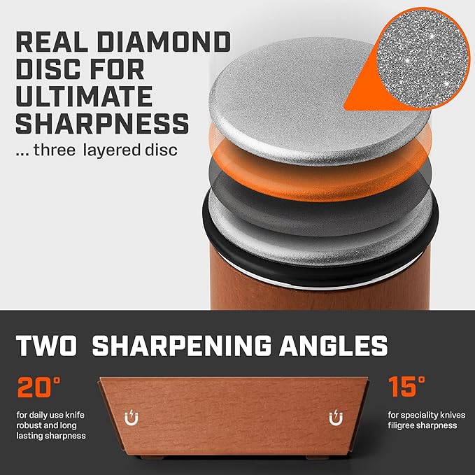 The Original Tumbler Rolling Knife Sharpener™ - Knife Sharpening Made Easy - Knife Sharpener Tool for Kitchen, Outdoor & Utility Knives - 15 & 20° Angles - Ultimate Gift for Father's Day
