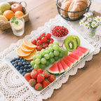 9-Pack Serving Tray for Parties, Serving Platter in 3 Sizes for Entertaining, Camping & Food Display, Plastic Trays for Cookies, Dessert, Stackable Rectangular Platters for Family(White)