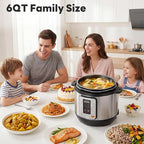 Sweetcrispy 16-in-1 Electric Pressure Cooker 6QT, 12-Preset Multi Cookers with Ceramic Pot, Slow Cook Rice Steamer Sauté Soup Yogurt Maker and More, Recipe Book