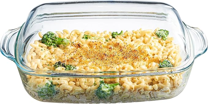 Simax Glass Casserole Baking Dish: Clear Glass Round Casserole Dish with Lid and Handles,Covered Bowl for Cooking, Baking, Serving, Dishwasher, and Oven Safe Cookware – 3 Quart Dish + 2.2 Quart Lid
