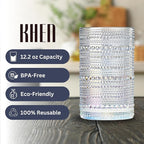 Hobnail Beaded Highball Drinking Tumbler Glasses | Set of 6 | Iridescent Pearl Vintage Bubble Design Glassware, Old-Fashioned, Embossed Design, Water, Wine, Cocktail Embossed Heavy Glass, Rocks Glass